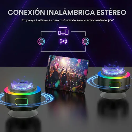 Miniatura 7 de Altavoz Bluetooth para Ducha, Altavoz Bluetooth Portátil Sonido Estéreo con Ventosa/Cordón, Micrófono Incorporado, Altavoces Inalámbricos IPX7 Negro