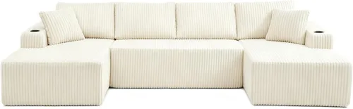 Miniatura 7 de Sofá cama modular de 124 pulgadas, sofá de nube sin hueso para sala de estar, sofá de 5 asientos en forma de U con 2 bolsillos de almacenamiento y 2