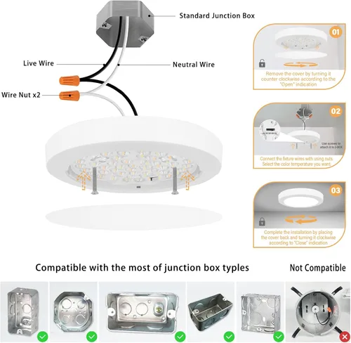 Miniatura 4 de Luces de Techo LED Certificadas ETL de 7 pulgadas Regulables Ultra-Delgadas Redondas Montaje al Ras 2700K/3000K/3500K/4000K/5000K Luminarias