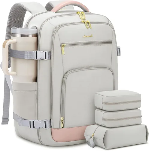 Miniatura 12 de LOVEVOOK Mochila de viaje para mujer y hombre, Beige, Mochilas de viaje