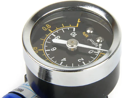 Miniatura 5 de Regulador de compresor de control de alivio de presión de aire neumático ajustable-válvula con ajuste de manómetro AR2000 G1/4 '' Elevalunas Lado