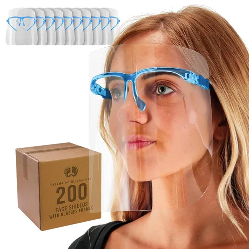 Miniatura 16 de TCP Global Salon World - Protectores faciales completos con marcos de gafas (paquete de 10), ultra transparentes para proteger los ojos, la nariz
