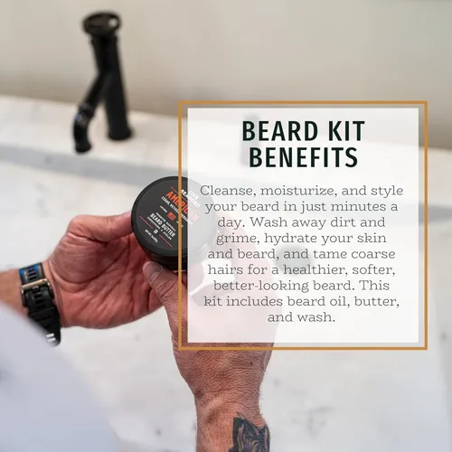 Miniatura 3 de Live Bearded Kit de aseo de barba de 3 pasos – lavado, aceite y mantequilla – Fabricado en los Estados Unidos – Ingredientes totalmente naturales