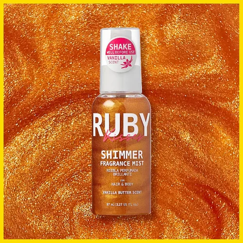 Miniatura 2 de Ruby Kisses Spray de fragancia brillante para el cuerpo y el cabello, espray de perfume corporal con purpurina de vainilla, perfume para la piel