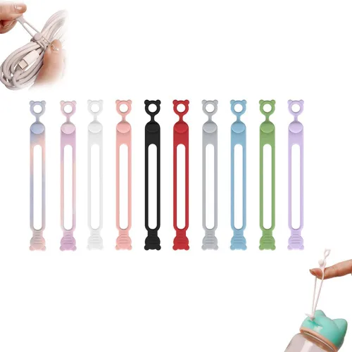 Miniatura 10 de Organizador de cables de datos, organizador de auriculares de silicona actualizado 2025, organizador de cables, bridas de cables de silicona