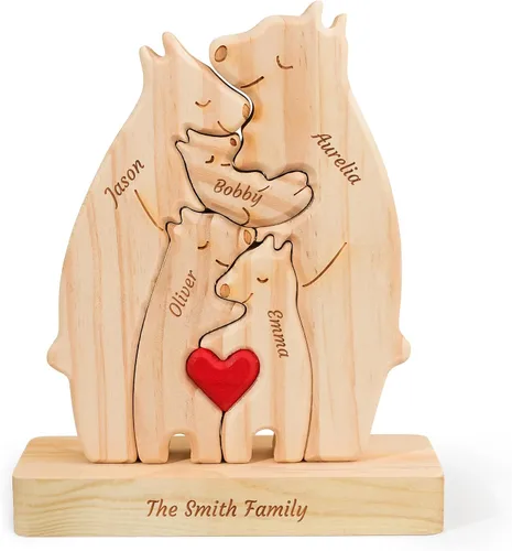 Miniatura 8 de Rompecabezas de madera personalizado con 2 a 7 nombres, personalizado para mamá, papá, miembros de la familia, rompecabezas personalizado con nombre
