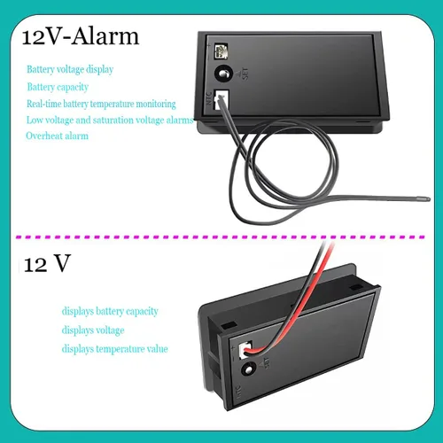 Miniatura 4 de Medidor de voltaje con pantalla de temperatura, medidor de voltaje (12 V)