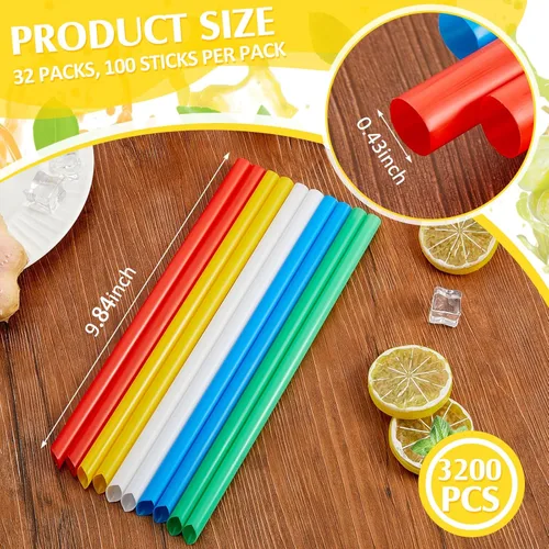 Miniatura 3 de Tessco for you 3200 piezas de 25 cm de pajitas jumbo para batidos, paquete grande de 10 mm de plástico desechable con boca ancha para té de Colorido