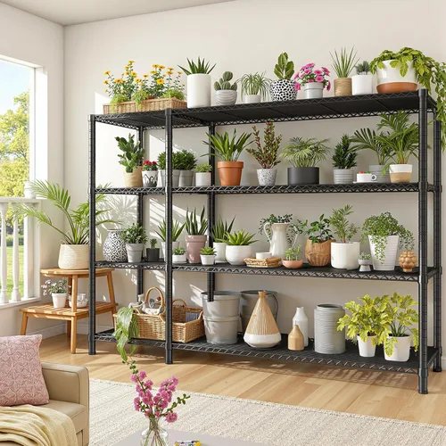 Miniatura 6 de Romorgniz - Estantes de almacenamiento, 1120 cargas resistentes y en forma de L, para cocina 4 Tier shelf 52.4" W,Waterproof &