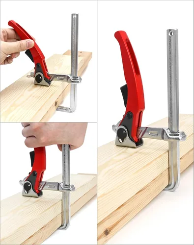 Miniatura 3 de QWORK Abrazadera de mesa de trinquete, paquete de 2 abrazaderas de barra de liberación rápida con capacidad de 6-5/16 pulgadas y profundidad