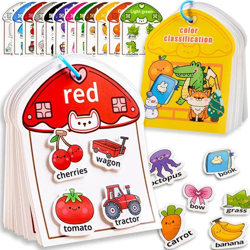 Montessori Busy Book - Juguetes de clasificación de colores para niños pequeños de 3 a 5 años, juguetes educativos para autismo, actividades de