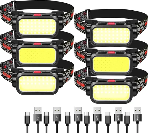 Miniatura 7 de Faro LED de alto lúmenes con sensor de movimiento súper brillante, 3 modos de iluminación, pantalla digital, recargable, lámpara de cabeza