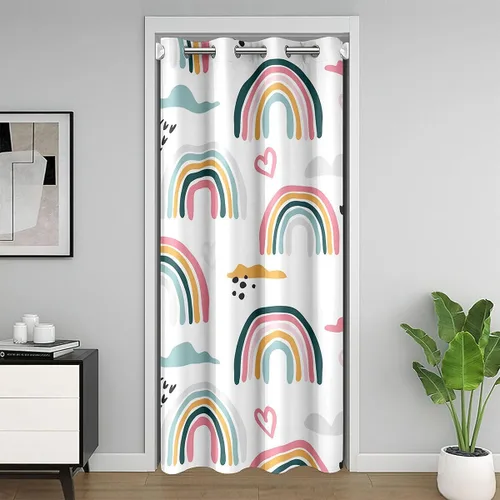 jejeloiu Cortina de puerta arcoíris para privacidad de puerta, 34 x 80 pulgadas, rayas coloridas, cubierta de armario, dormitorio, habitación