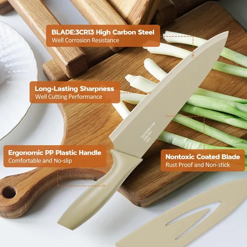Miniatura 4 de E-far Juego de cuchillos de cocina de 12 piezas, juego de cuchillos de chef de acero inoxidable con 6 protectores de cuchillas, cuchillo de cocina