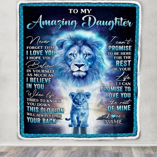 Miniatura 3 de Manta personalizada con texto en inglés «To My Amazing Daughter from Mom Dad Lion Never Forget I Love You Daughter», manta de forro polar