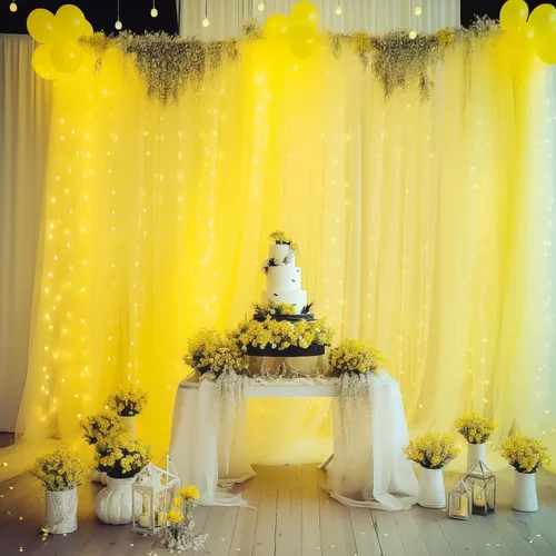 Miniatura 28 de Cortina de telón de fondo de tul negro de 10 x 10 pies con cadena de luces para fiestas, cortinas de fondo de fotos transparentes para bodas