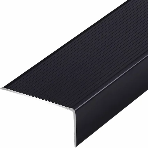 ZIMGOD Tira protectora de borde de metal, borde antideslizante para escaleras, umbral de tira de transición en forma de L, borde de vinilo laminado