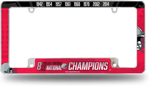 Miniatura 24 de Rico Industries Marco cromado de la NCAA de 12 x 6 pulgadas, marco cromado para placa de automóvil, camión, SUV