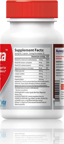 Miniatura 8 de Vita Sciences Suplemento de neuropatía Nurenza para la salud nerviosa y reparación rápida. Forma natural R-ALA 40x Fuerza con vitaminas