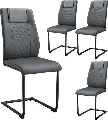 Miniatura 20 de Sillas De Comedor - Juego de 4 sillas de comedor modernas para cocina, con asiento tapizado de piel sintética, patas de metal con respaldo alto