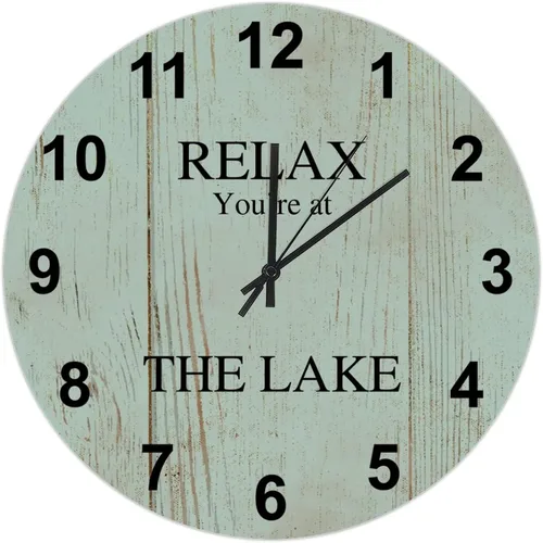 Miniatura 10 de UFunhome Reloj de pared de granja Lake Relax You're at The Lake Silent Non-Ticking Vintage Country reloj de grano de madera a pilas para el hogar