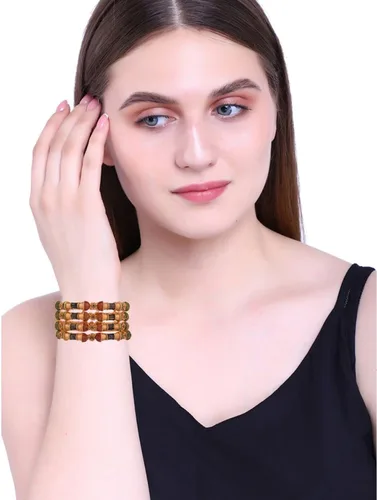 Miniatura 4 de Efulgenz Indian Style Bollywood Gold Tone Crystal Rhinestone Faux Pearl Stone Wedding Bridal Bracelet Bangle Set Jewelry
