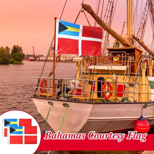 Miniatura 6 de Irenare 2 banderas de las Bahamas de las Bahamas de cortesía de poliéster para barcos registrados que visitan aguas extranjeras (12 x 18 pulgadas)
