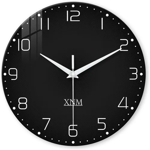 XNM Relojes de pared minimalistas para sala de estar, relojes de pared pequeños de cristal, funciona con pilas, 12 pulgadas, reloj de pared simple