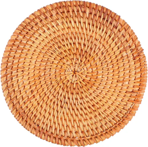 Tapete individual de ratán resistente al calor, posavasos de madera de chocolate de 5.11 pulgadas, tapete antideslizante para uso doméstico,