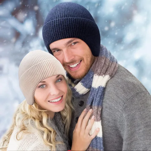 Miniatura 5 de Arcweg Gorro de punto de invierno para hombres y mujeres, gorro de punto cálido con orejera, elástico, resistente al viento, gorro de calavera