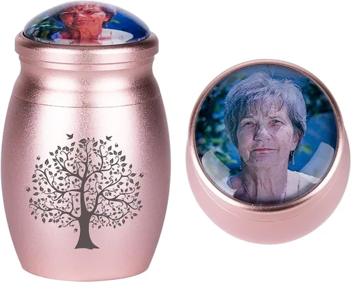 Miniatura 18 de Bivei Urnas pequeñas para cenizas humanas, urna personalizada de recuerdo con foto y texto para hombres y mujeres, mini urnas para adultos