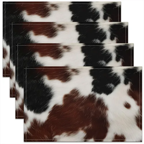 Miniatura 33 de jejeloiu Manteles individuales de mesa con osos para niños, manteles de mesa de animales salvajes de granja, mantel individual rústico de familia