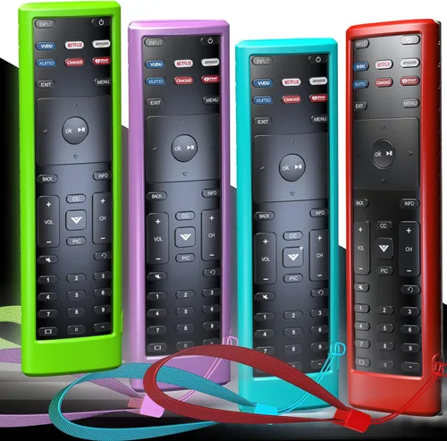 Miniatura 8 de Paquete de 4 fundas para VIZIO XRT136 / XRT140 Smart TV con control remoto de silicona con cordón que brilla en la oscuridad, morado, azul, verde