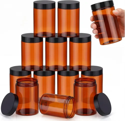 Miniatura 9 de SATINIOR Paquete de 12 frascos de plástico con tapas, frascos redondos para cosméticos de viaje, para artículos de tocador, loción, crema