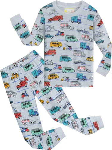 Miniatura 22 de Little Hand Pijamas para niños pequeños, Monster Truck 100% algodón, dinosaurio para niños, 2 piezas, ropa de dormir, conjuntos de ropa de dormir
