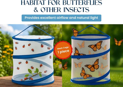 Miniatura 4 de Jaula de malla de hábitat para insectos y mariposas de 11 x 12 pulgadas, transparente