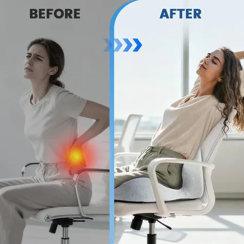 Miniatura 6 de Cojín de asiento – Cojín de espuma viscoelástica para silla de oficina, almohada de apoyo lumbar de una pieza, para alivio de la presión de la doble