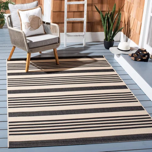 Miniatura 37 de SAFAVIEH Courtyard Collection - Alfombra decorativa, 2.3 x 5 pies, beige y verde oscuro, para interior/exterior, resistente a la intemperie