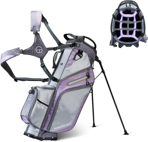 Miniatura 10 de Bolsa de golf profesional con soporte, 14 compartimentos en la parte superior con divisores de longitud completa, bolsa ligera de transporte