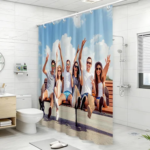 Miniatura 5 de Cortina de ducha personalizada, cortinas de ducha con foto personalizada, cortina de ducha personalizada de 60 x 72 pulgadas, añade tu propia Imagen