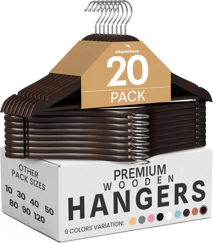 Miniatura 24 de Utopia Home Perchas de madera de alta calidad, paquete de 20 – Percha duradera y delgada – Percha para trajes con gancho giratorio de 360 grados