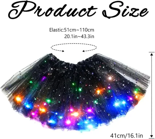 Miniatura 3 de REETAN Falda tutú LED iluminada, faldas en capas para Navidad, disfraz de tutú para mujeres y niñas