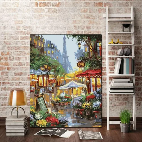 Miniatura 3 de QUITEDEW Kits de Pintura por Números para Adultos, Kits de Pintura por Números de la Torre Eiffel para Adultos, Pintura al Óleo de Ciudad Adecuada