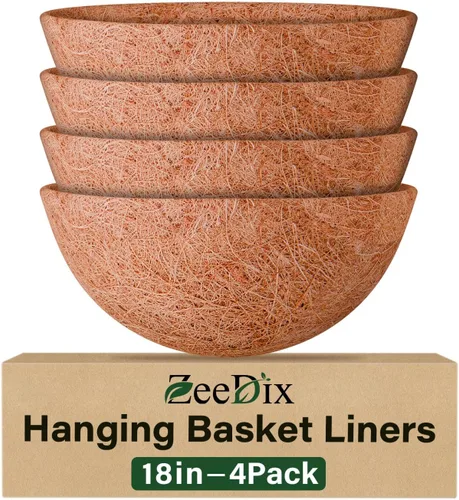 Miniatura 17 de ZeeDix Paquete de 3 forros de coco de 12 pulgadas para maceteros, revestimientos redondos para cestas colgantes 100% naturales, cesta de coco