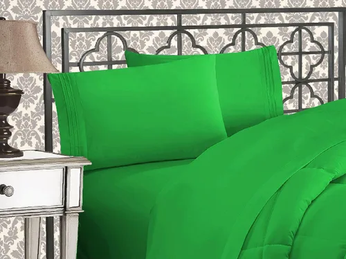 Miniatura 29 de Elegante juego de cómodas sábanas para cama de 1500 hilos resistente a arrugas y a la decoloración, calidad egipcia de lujo ultrasuave de 4 piezas