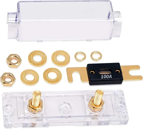 Miniatura 6 de TopstrongGear Portafusibles ANL de latón macizo calibre 0/2/4 de 100 amperios con fusibles de 100 amperios (paquete de 2) (100 amperios)