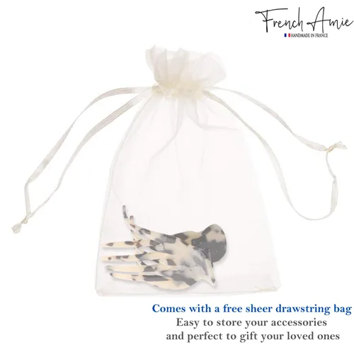 Miniatura 7 de French Amie Bear Paw - Pinza para el cabello de 2 ¾ pulgadas, diseño de celulosa blanca de Tokio, hecho a mano, bisagra lateral, para yoga