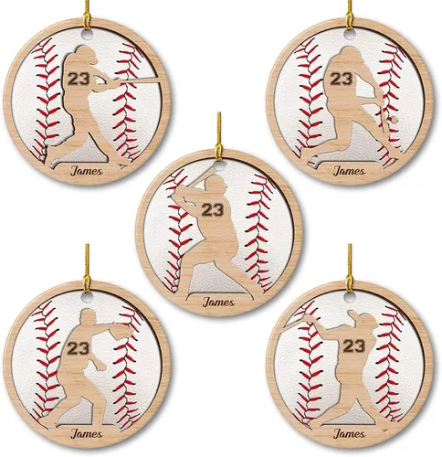 Miniatura 2 de SANDJEST Adorno de béisbol personalizado con nombre y número, adornos de cerámica 2024 para niños, entrenadores, fanáticos del béisbol, ideas