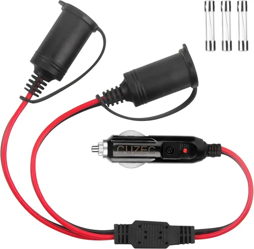 CizEC 1 a 2 encendedor de cigarrillos de coche 16 AWG cable 12 V/24 V encendedor de cigarrillos divisor de coche, adaptador de cargador de