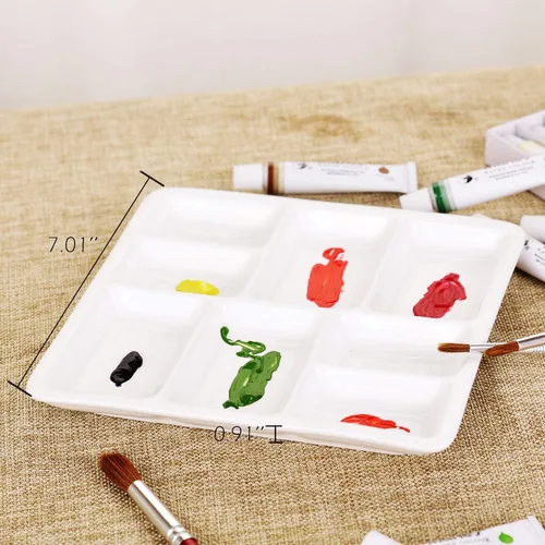 Miniatura 2 de VanEnjoy Paleta de pintura de artista de cerámica cuadrada blanca,Paleta de acuarela de porcelana,Bandeja de mezcla de cerámica para pintura